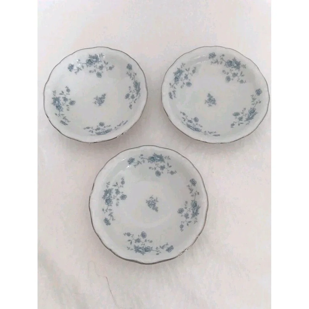 HAVILAND Johann Blue Garland Rimmed Berry Bowls Bavaria Germany Set of 3